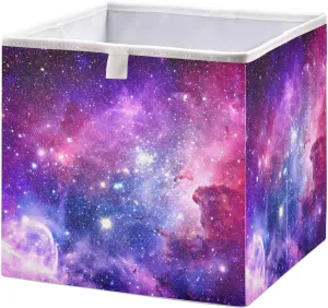QUGRL Magic Galaxy Aurora Cube Storage Bins Organizer Pink Purple Clothes Storage Basket Box for Shelves Closet Cabinet Office Dorm Bedroom 11x11 in