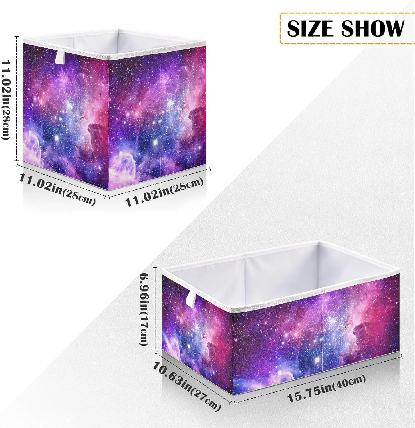 QUGRL Magic Galaxy Aurora Cube Storage Bins Organizer Pink Purple Clothes Storage Basket Box for Shelves Closet Cabinet Office Dorm Bedroom 11x11 in