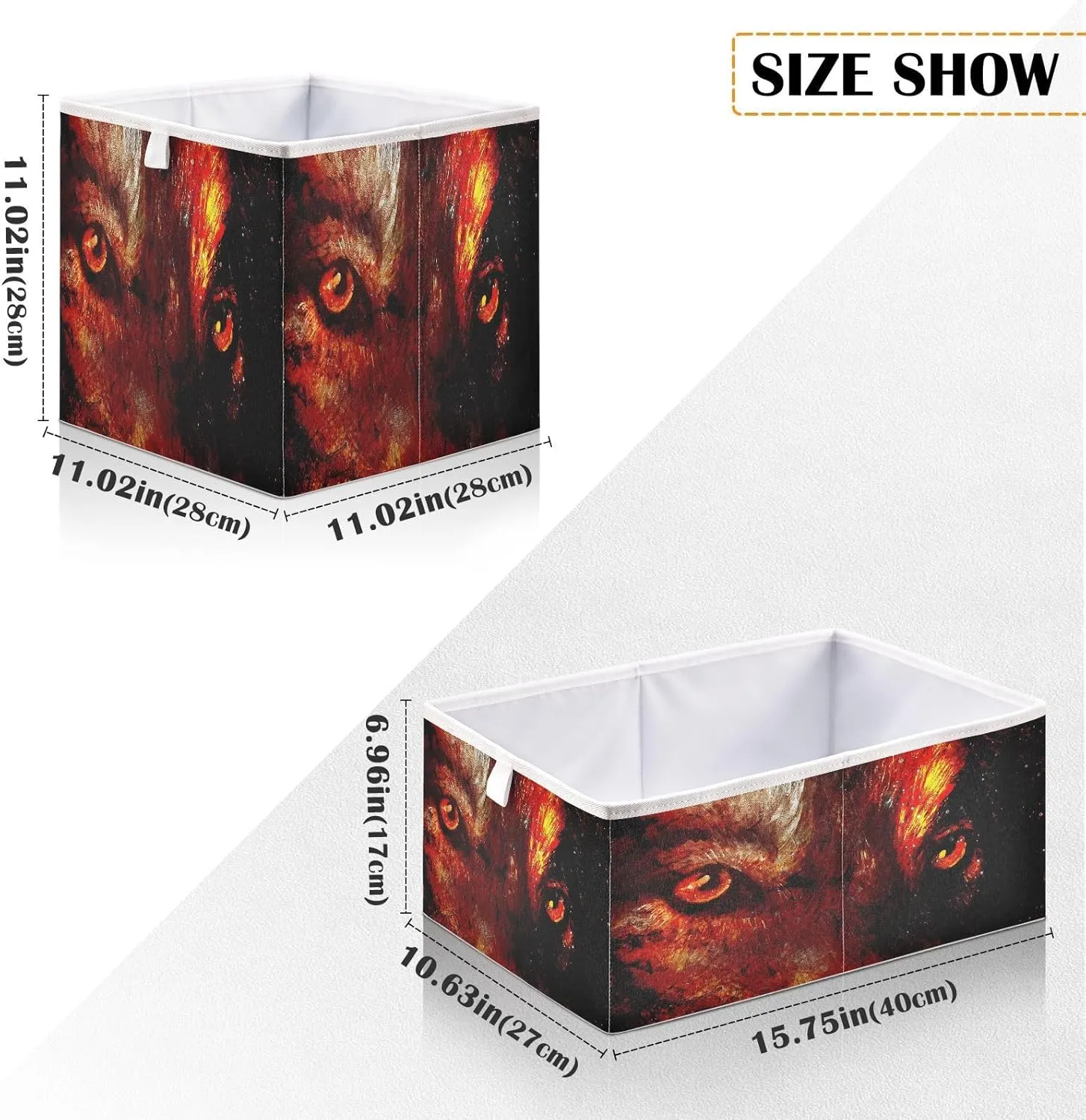 QUGRL Magical Wolfs Eye Storage Bins Cube Clothes Storage Basket Foldable Storage Box Organizer for Shelves Closet Cabinet Office Dorm Bedroom 11x11 in