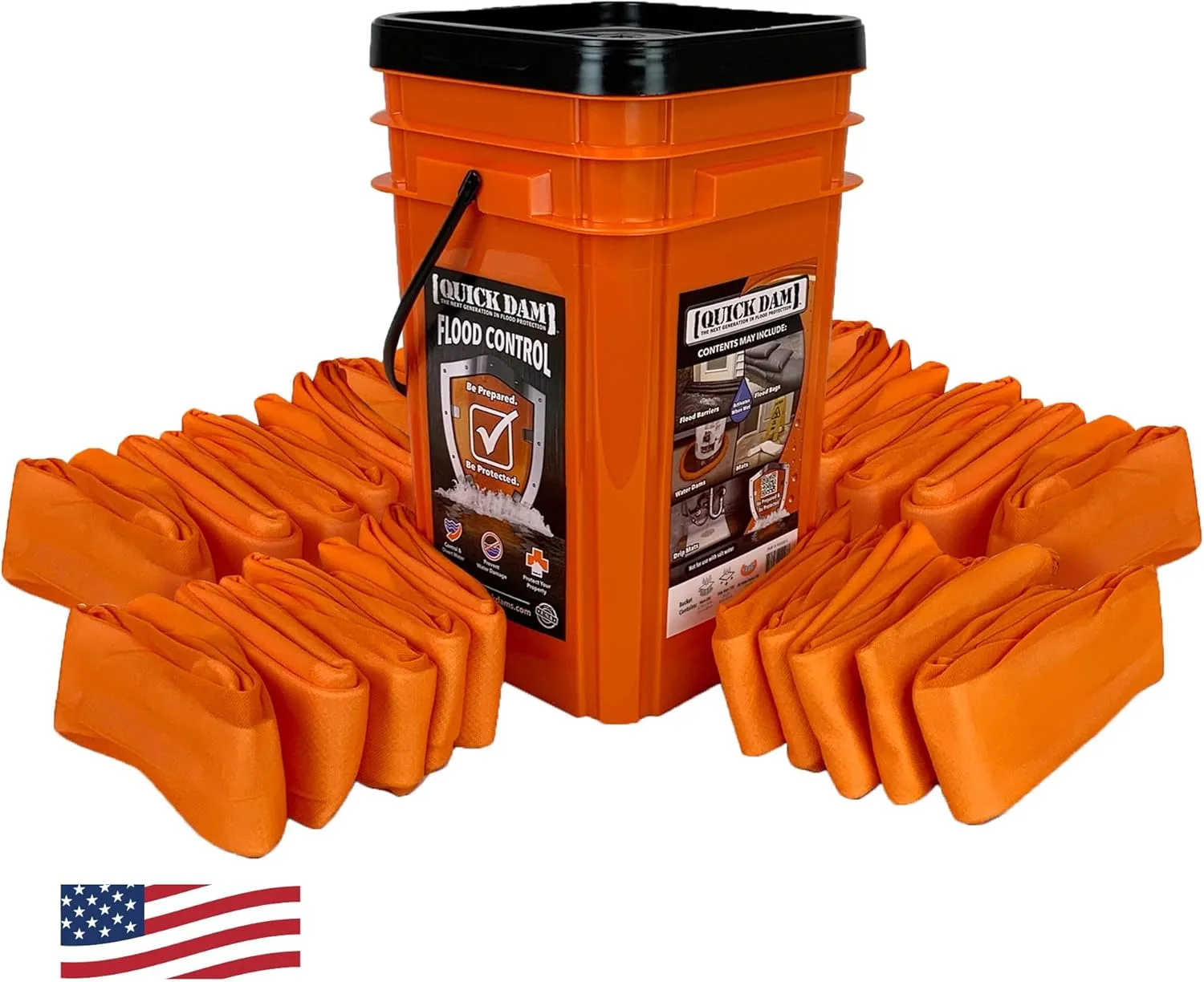 Quick Dam WUGG4-25 Indoor Water Dams – 25-Pack, 4 ft Each, Orange – Water Absorbing Barrier for Leaks, Spills, and Flood Control – Sandless Sandbags Alternative, Moisture Absorbers, Water Diverter