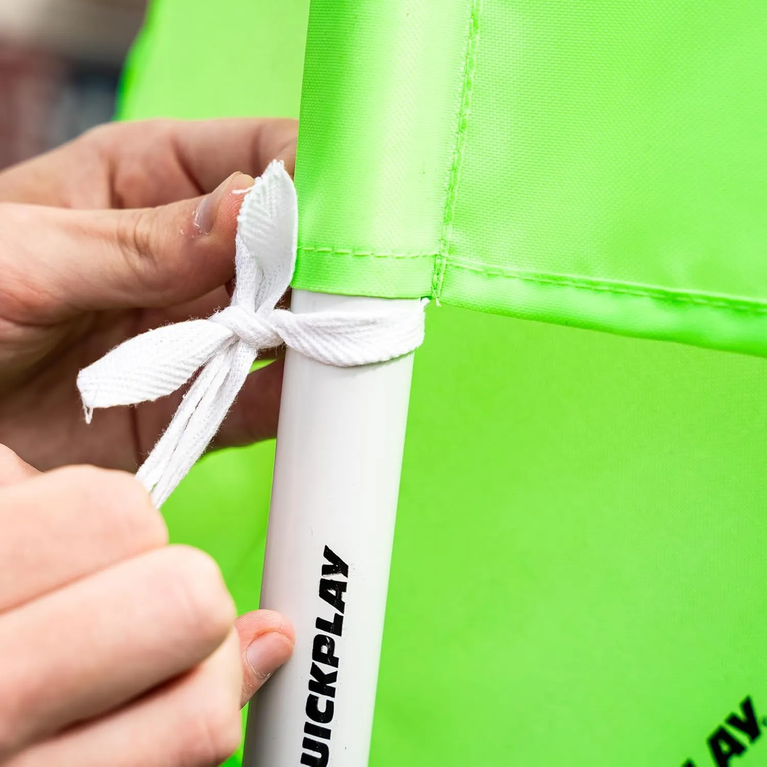 QUICKPLAY Foldable Corner Flag & Poles - Set of 4 | Flag Colour Options Available - Red, Blue, Green, Yellow & Orange | Screw Connected Foldable Design | Base Options for Grass or Astro (Green, Detachable Spikes)