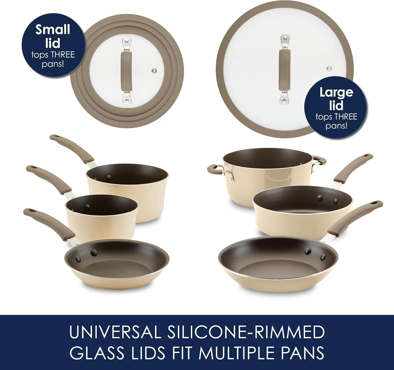 Rachael Ray Cook   Create Nonstick Cookware Pots and Pans Set, Includes Baking Sheet Pan and Cooking Utensil, 10 Piece - Almond