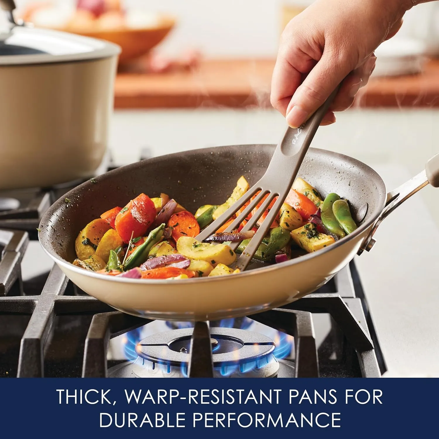 Rachael Ray Cook   Create Nonstick Cookware Pots and Pans Set, Includes Baking Sheet Pan and Cooking Utensil, 10 Piece - Almond