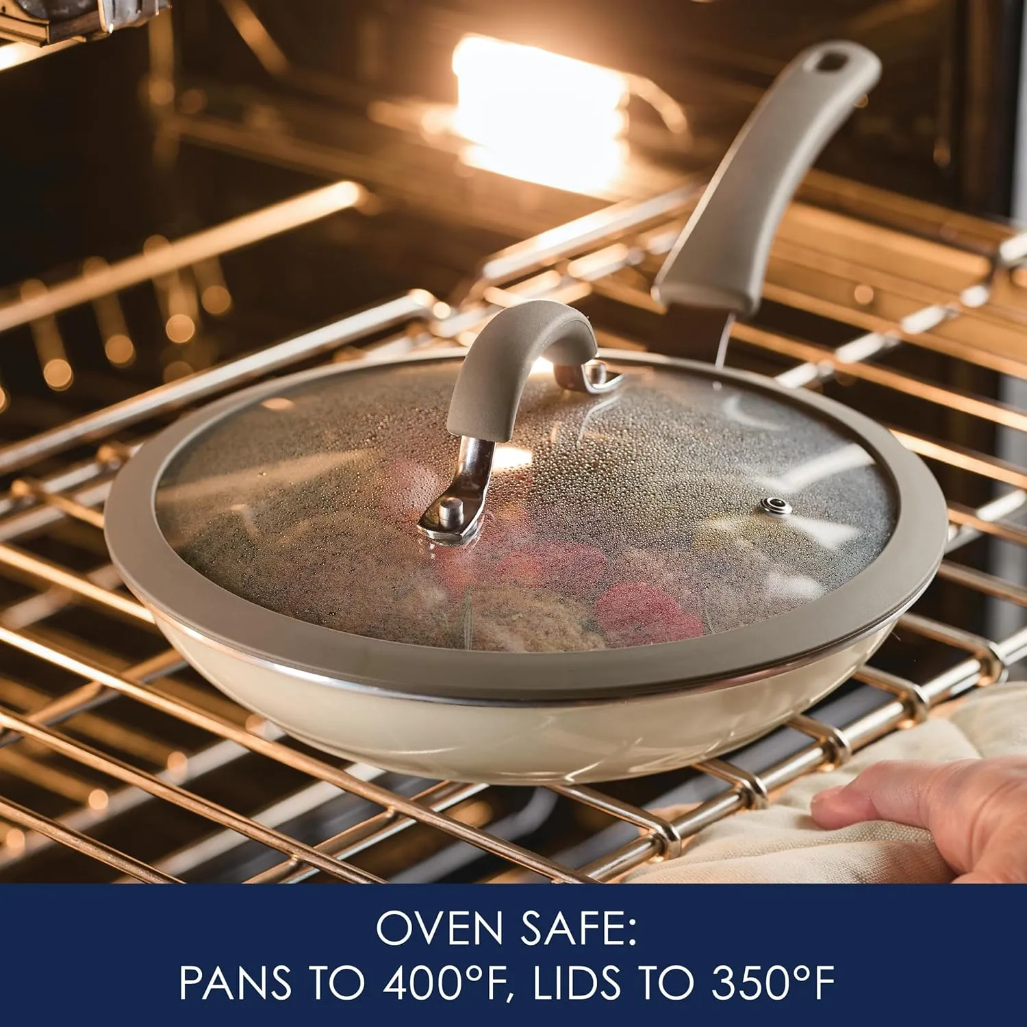 Rachael Ray Cook   Create Nonstick Cookware Pots and Pans Set, Includes Baking Sheet Pan and Cooking Utensil, 10 Piece - Almond