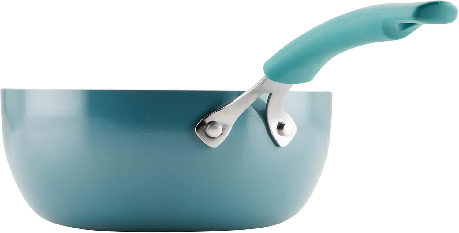 Rachael Ray Cook   Create Nonstick Saucier Pan/Saucepan, 3 Quart, Agave Blue