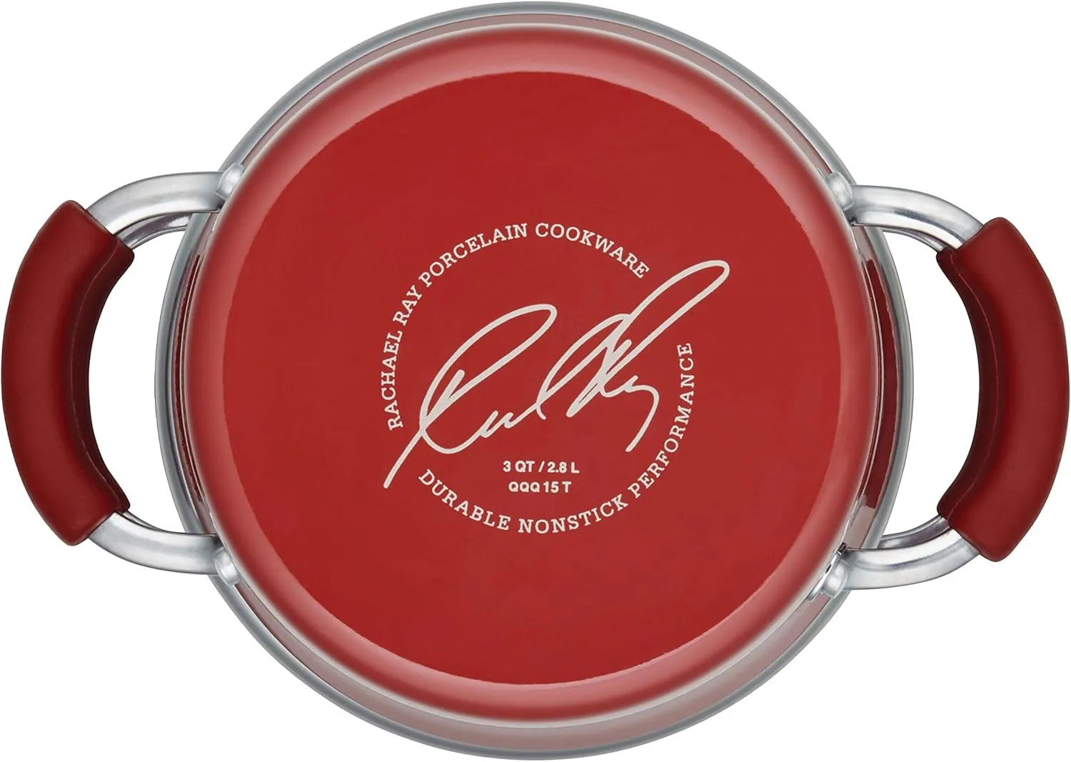 Rachael Ray Cucina Nonstick Sauce Pot/Saucepot with Steamer Insert and Lid, 3 Quart, Cranberry Red