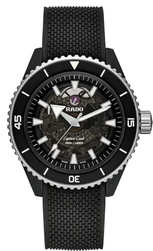 Rado Captain Cook High-Tech Ceramic Black, Rubber Bracelet R32127156