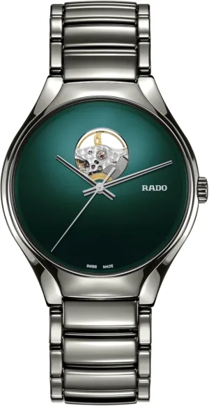 Rado True Round Secret Blue Dial with Open Heart, Plasma Bracelet and Swiss Automatic Movement