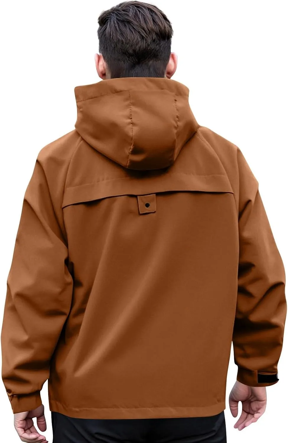 Rain Jacket Men Drawstring Lightweight Waterproof Rain Coats Poncho Sun Protective Outdoor Jacket with Hooded