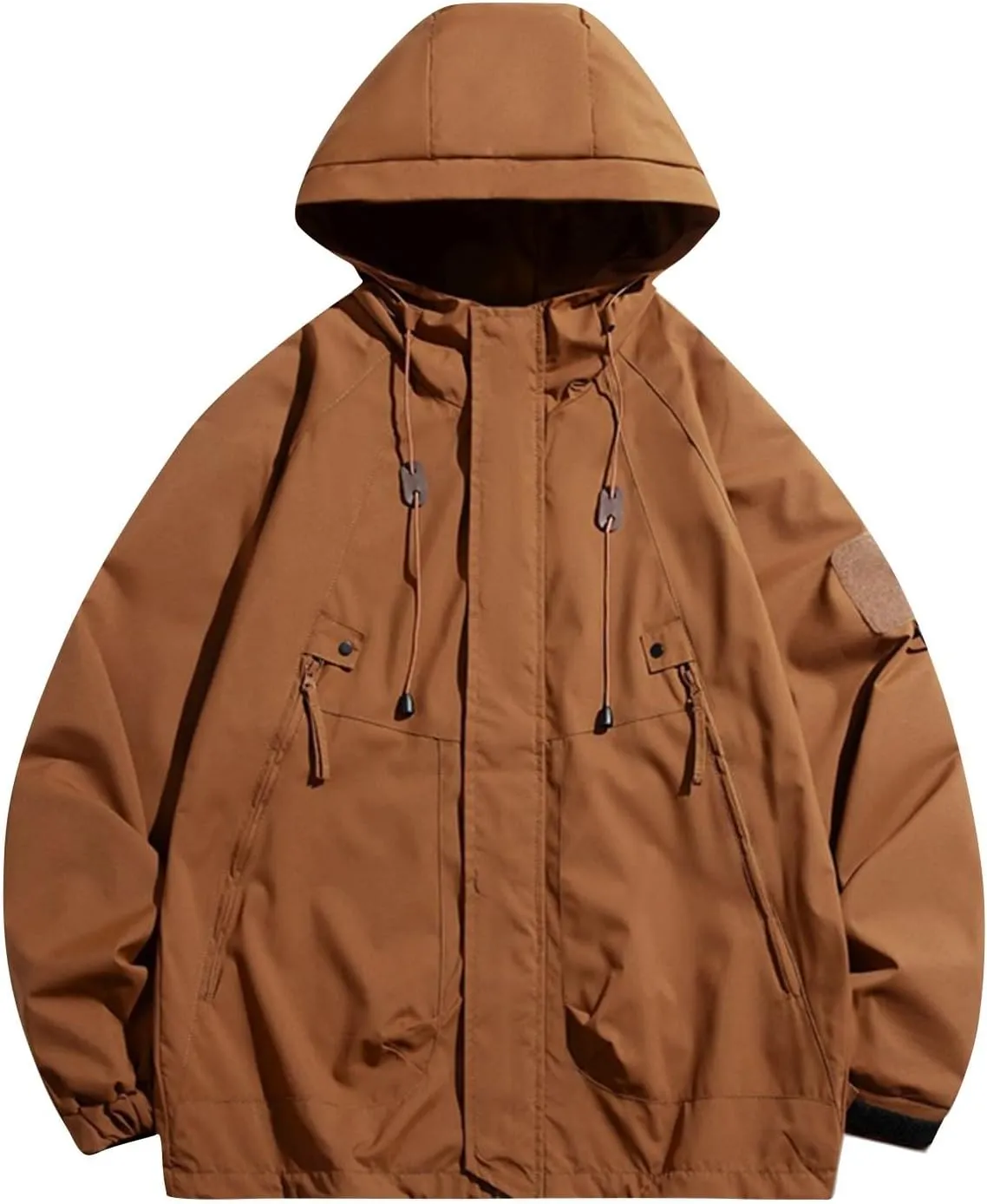 Rain Jacket Men Drawstring Lightweight Waterproof Rain Coats Poncho Sun Protective Outdoor Jacket with Hooded