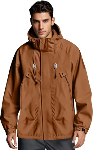 Rain Jacket Men Drawstring Lightweight Waterproof Rain Coats Poncho Sun Protective Outdoor Jacket with Hooded