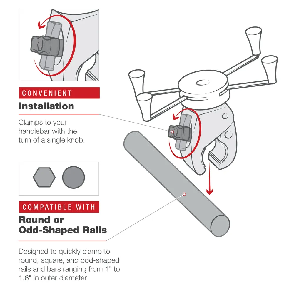 RAM® X-Grip® Large Phone Mount with Low-Profile Medium Tough-Claw (RAM-HOL-UN10-404-2U)