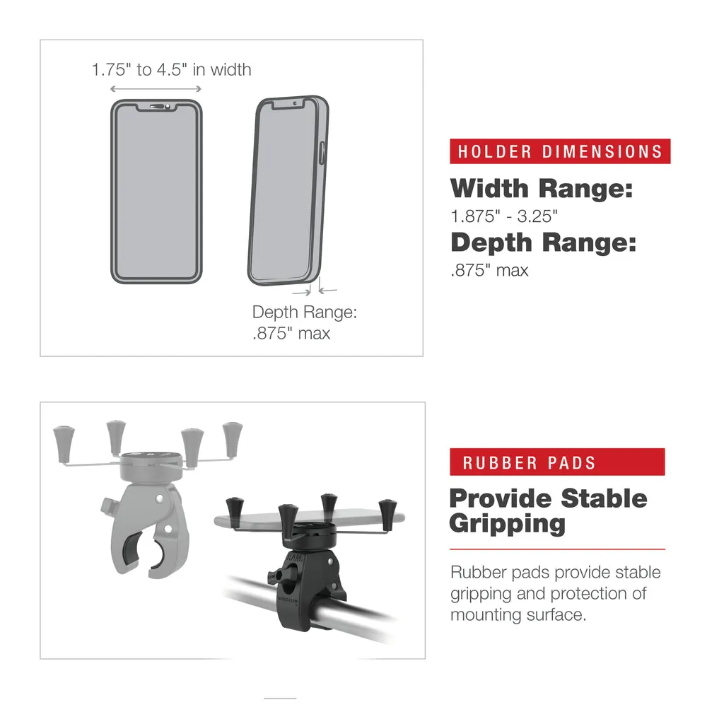 RAM® X-Grip® Large Phone Mount with Low-Profile Medium Tough-Claw (RAM-HOL-UN10-404-2U)