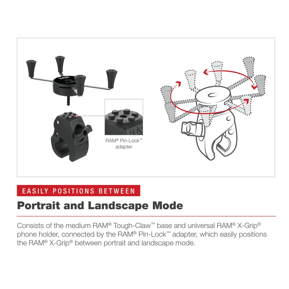 RAM® X-Grip® Large Phone Mount with Low-Profile Medium Tough-Claw (RAM-HOL-UN10-404-2U)