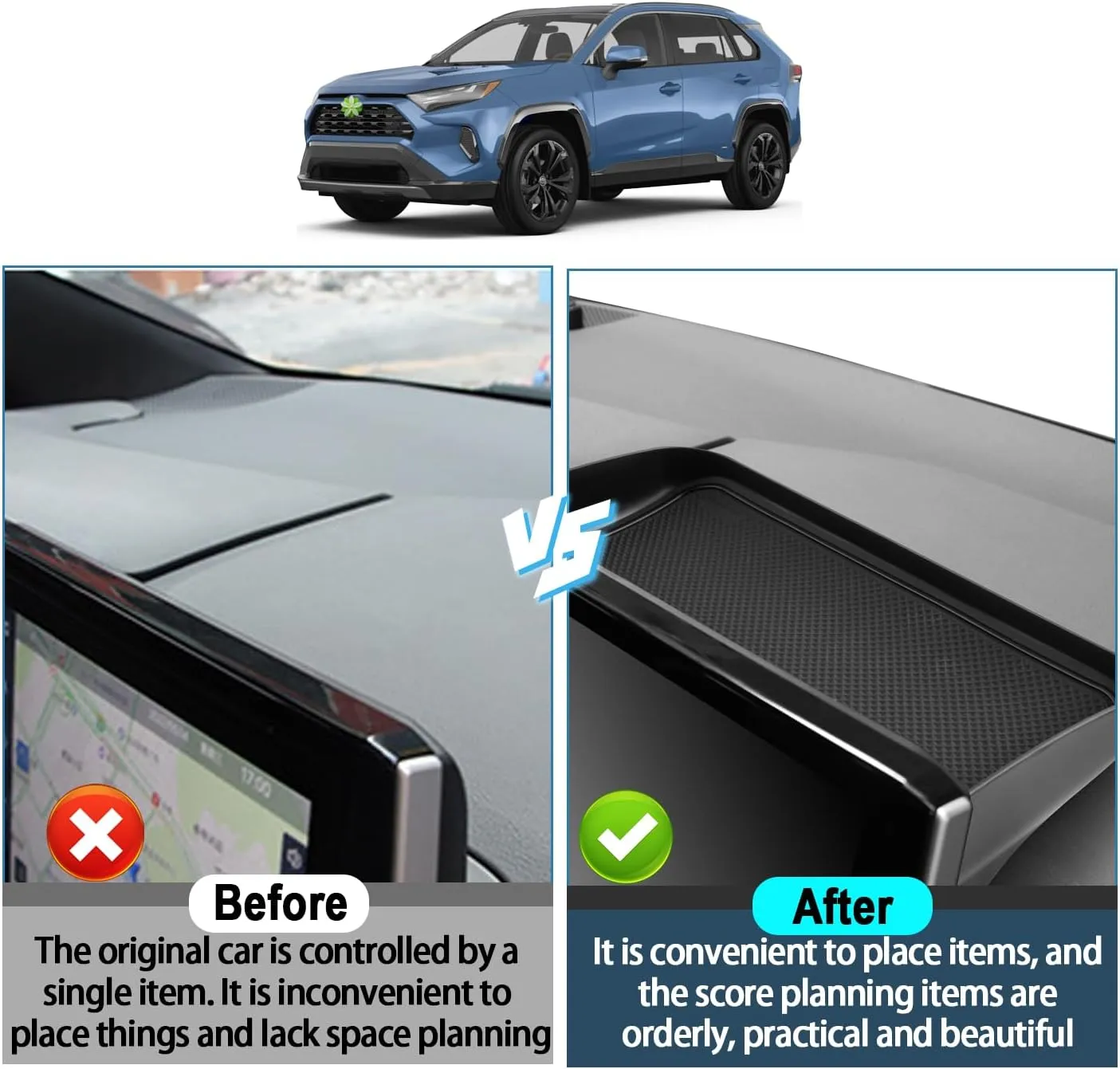 RAV4 Behind Screen Organizer,for Toyota RAV4 Accessories Dash Storage Tray Compatible with 2019 2020 2021 2022 2023 2024 2025 Toyota RAV4 LE/XLE/Limited/Adventure/XLE Premium/TRD Off Road