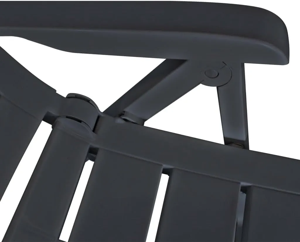 Reclining Patio Chairs 2 pcs Plastic Anthracite Outdoor Lounge Chairs with 4 Reclining Positions Foldable for Garden and Patio Relaxation