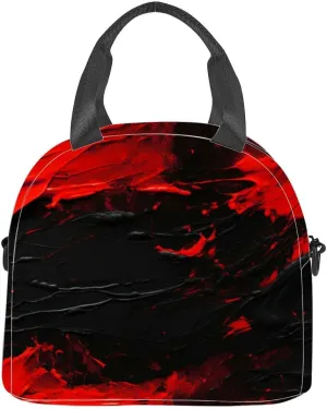 red paint black wall Insulated Adult Lunch Bag with Shoulder Strap for Women Lightweight Reusable Portable Freezable Lunch Tote Bag for Work Picnic