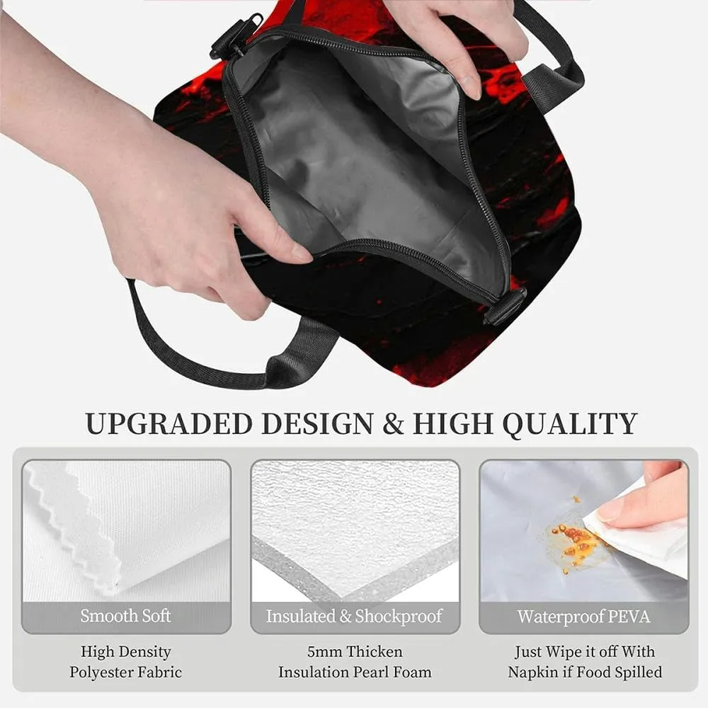 red paint black wall Insulated Adult Lunch Bag with Shoulder Strap for Women Lightweight Reusable Portable Freezable Lunch Tote Bag for Work Picnic