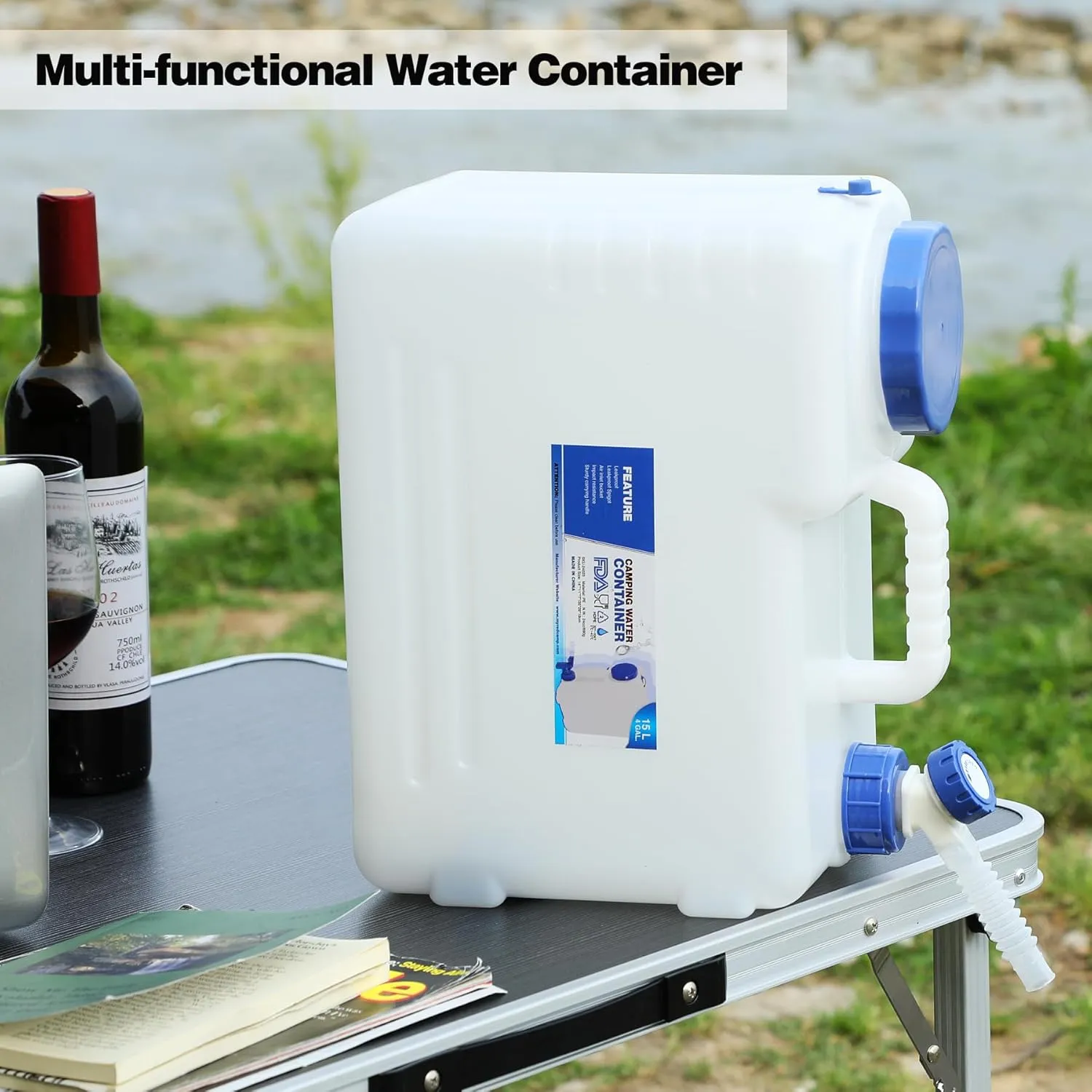 REDCAMP 4 Gallon/15L Portable Water Container with Spigot,Camping Water Jug,Camping Water Container, Large Water Tank,Portable Emergency Water Storage for Camping,Car,Hiking,Hurricane Supplies