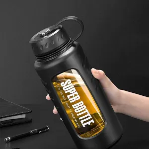 Refillable Water Bottles Large Capacity Water Bottle For Men/Women, Drop-Proof Drinking Bottles With Stainless Steel Filter Sports Water Bottles Sports Water Bottle ( Color : C-black , Size : 1500ml )