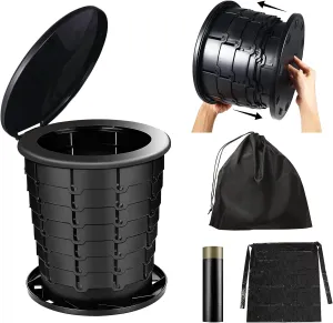 Retractable Portable Toilet, portable potty,camp toilet,travel foldable potty,Adjustable Height Camping Toilet,Portable Potty for Adults Kids,Foldable Toilet for Camping/Car