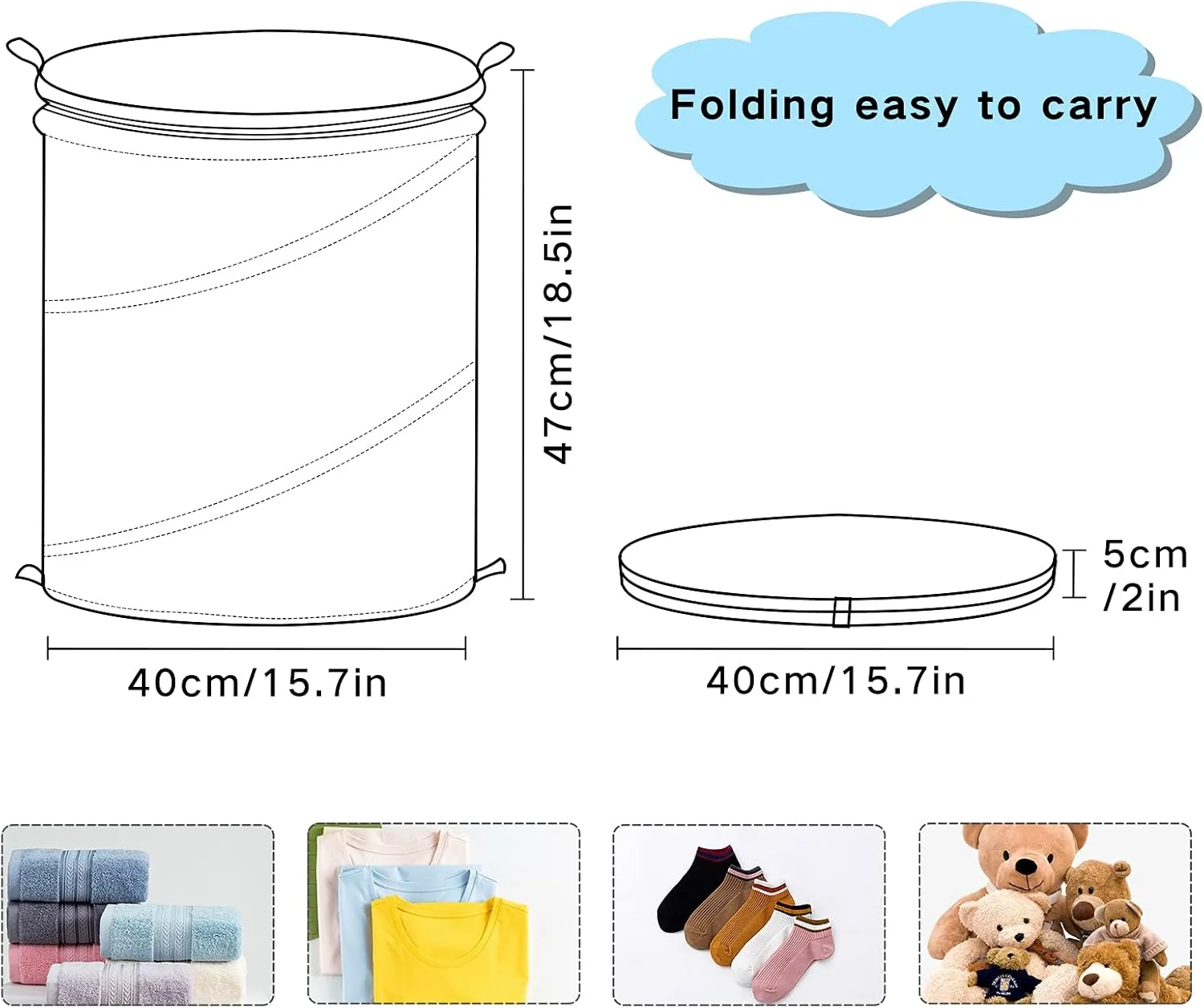 Retro Abstract Paint Red Black White Green Pattern Pop Up Laundry Hamper, Collapsible Dirty Clothes Basket with Zipper Lid, Storage Bag Washing Bin for Room College Dorm Travel