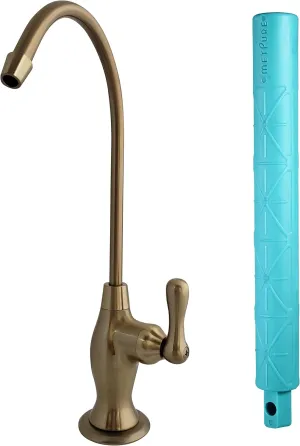Reverse Osmosis Water Filtration Faucet System - Non Air Gap Drinking Dispenser Spout (Brushed Gold) Vase Style With Wrench RO-FW148