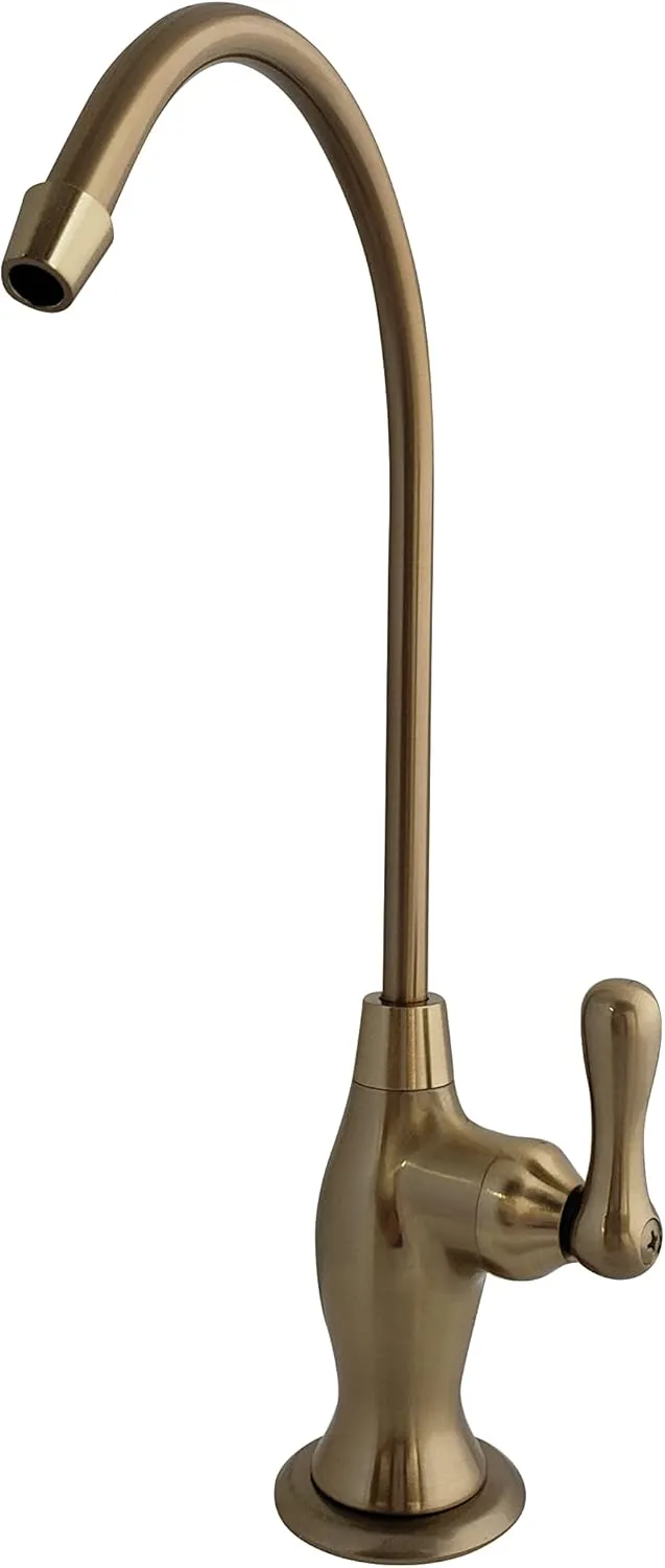 Reverse Osmosis Water Filtration Faucet System - Non Air Gap Drinking Dispenser Spout (Brushed Gold) Vase Style With Wrench RO-FW148
