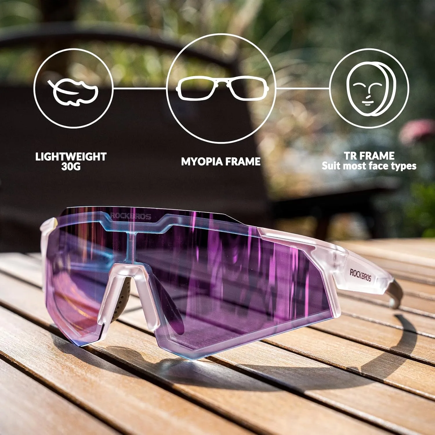 ROCKBROS Photochromic Sports Sunglasses UV Protection for Men Women Cycling