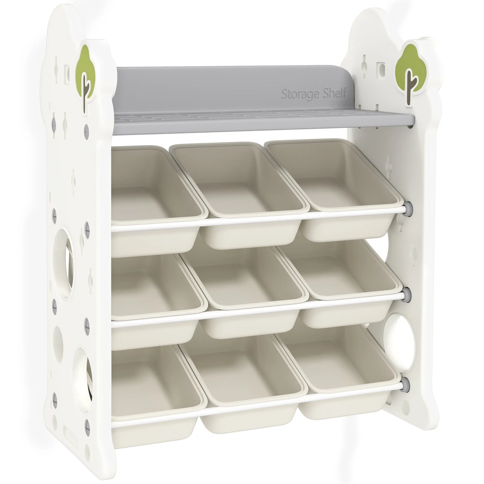 Rootz Children's 9 Bin Toy Storage Rack - Kids Organizer - Nursery Shelf - Promotes Organizational Skills - 77L x 42W x 94H cm