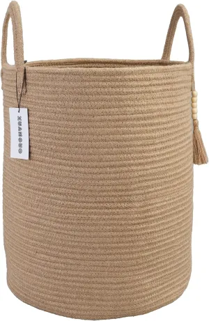 Rope Laundry Basket Laundry Hamper for Clothes Woven Storage Basket for Living Room Bedroom Boho Tall Rope Baskets for Blanket Toys Pillow Towels Baby Nursery Hamper Bin jute