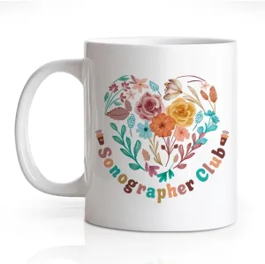RZHV Sonographer Club 11 Oz Novelty Mug, Funny Coffee Mug for Sonographer, Graduation Gifts for Sonographer Radiologist Student, Ultrasound Staff Ultrasound Tech Appreciation Gifts