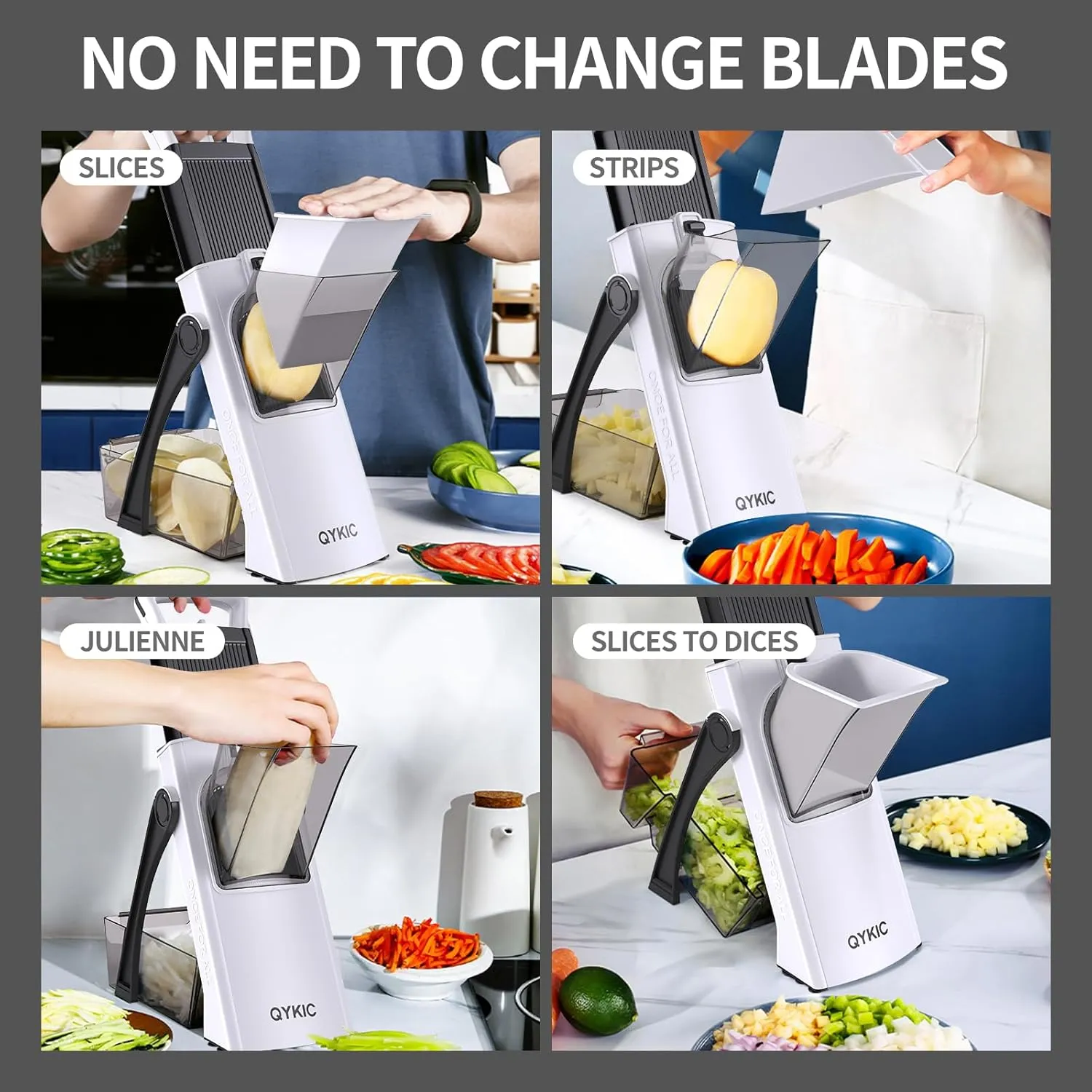 Safe Mandoline Food Slicer for Kitchen, Multifunctional Vegetable Chopper, Mandoline Potato Slicer with 35  Presets & Thickness Adjuster, French Fry Cutter, Veggie Dicer for Meal Prep White