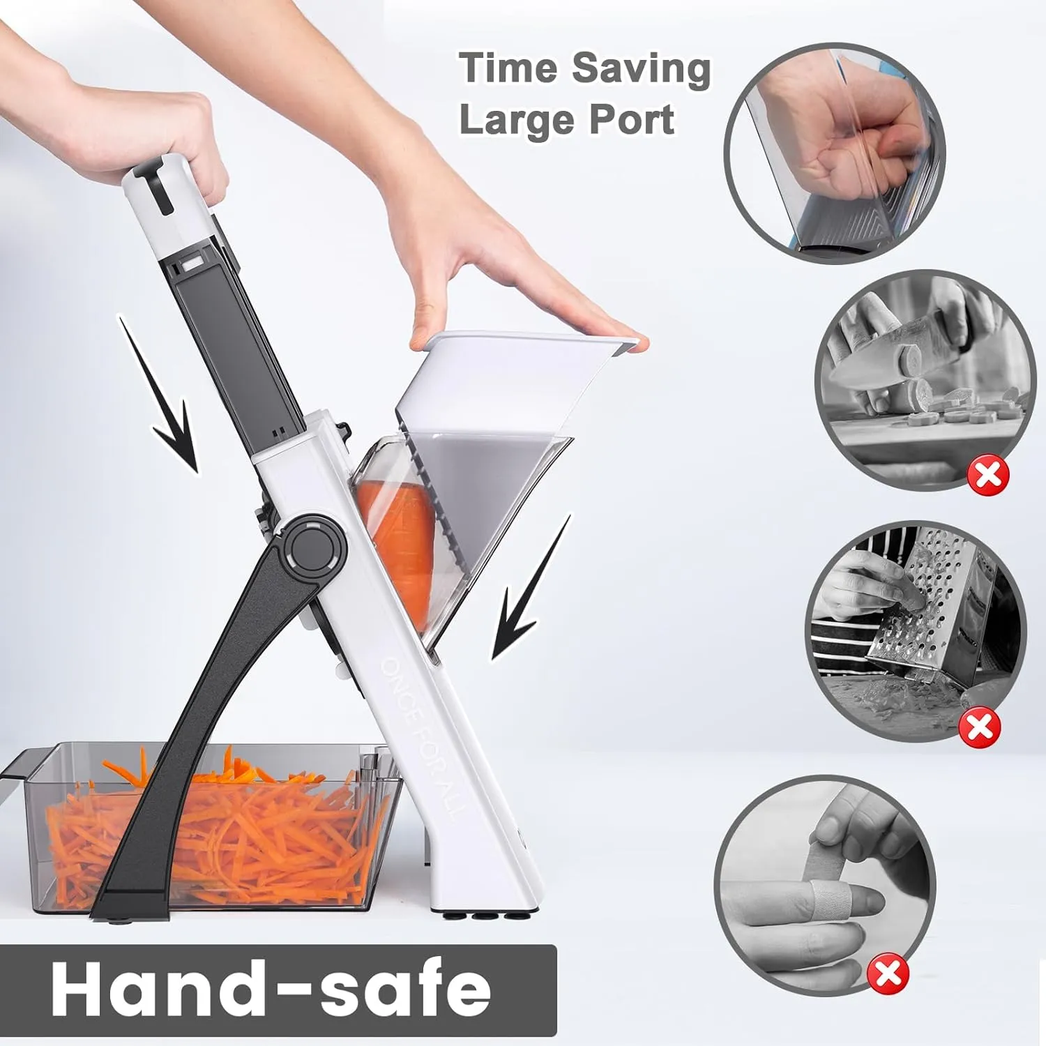 Safe Mandoline Food Slicer for Kitchen, Multifunctional Vegetable Chopper, Mandoline Potato Slicer with 35  Presets & Thickness Adjuster, French Fry Cutter, Veggie Dicer for Meal Prep White