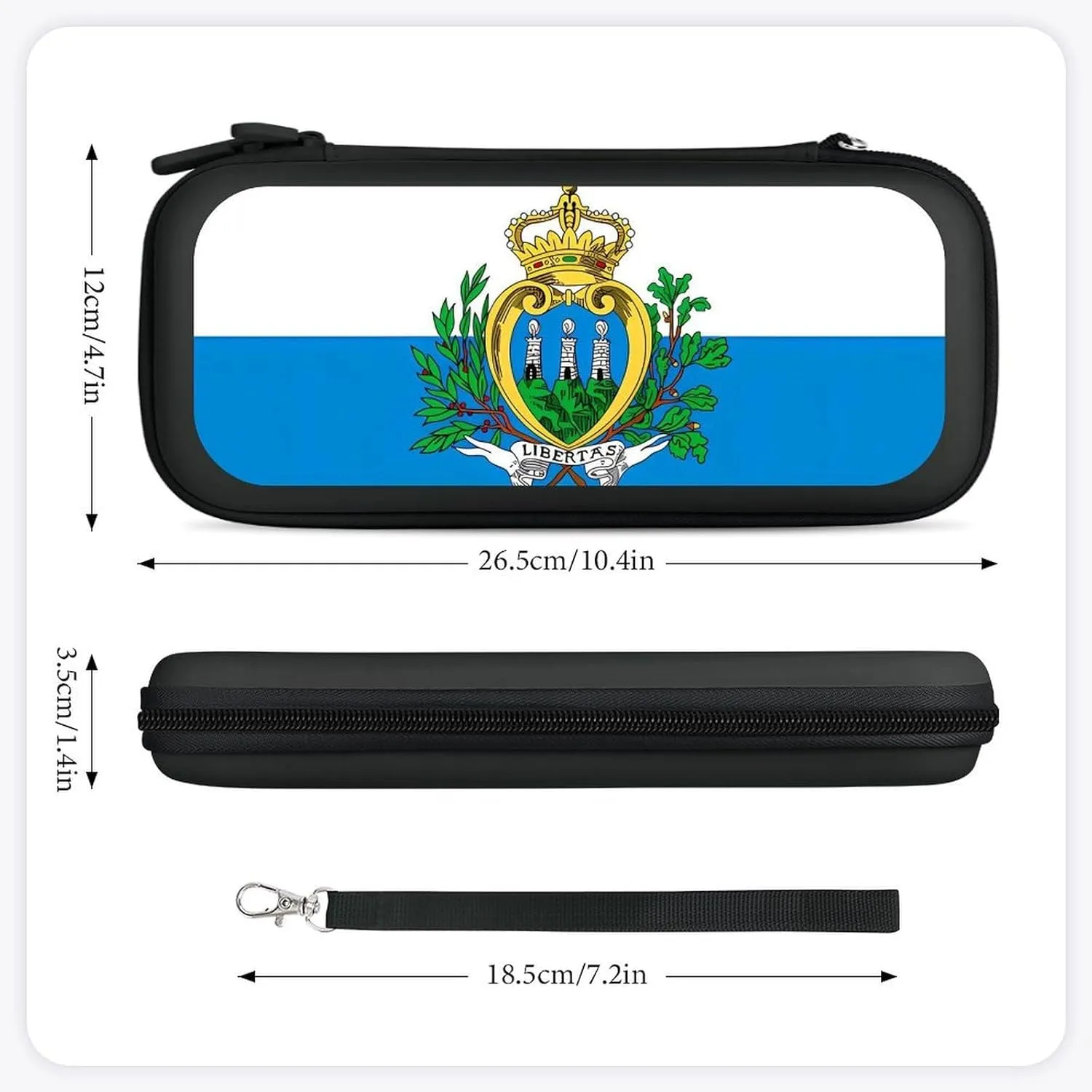 San Marino Flag Hard Shell Travel Case with Rope 15 Game Card Pockets Compatible with Switch Protective