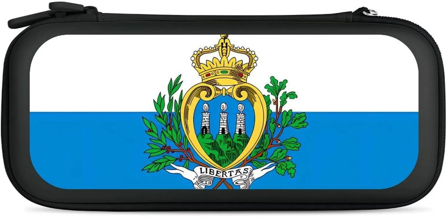 San Marino Flag Hard Shell Travel Case with Rope 15 Game Card Pockets Compatible with Switch Protective