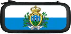 San Marino Flag Hard Shell Travel Case with Rope 15 Game Card Pockets Compatible with Switch Protective