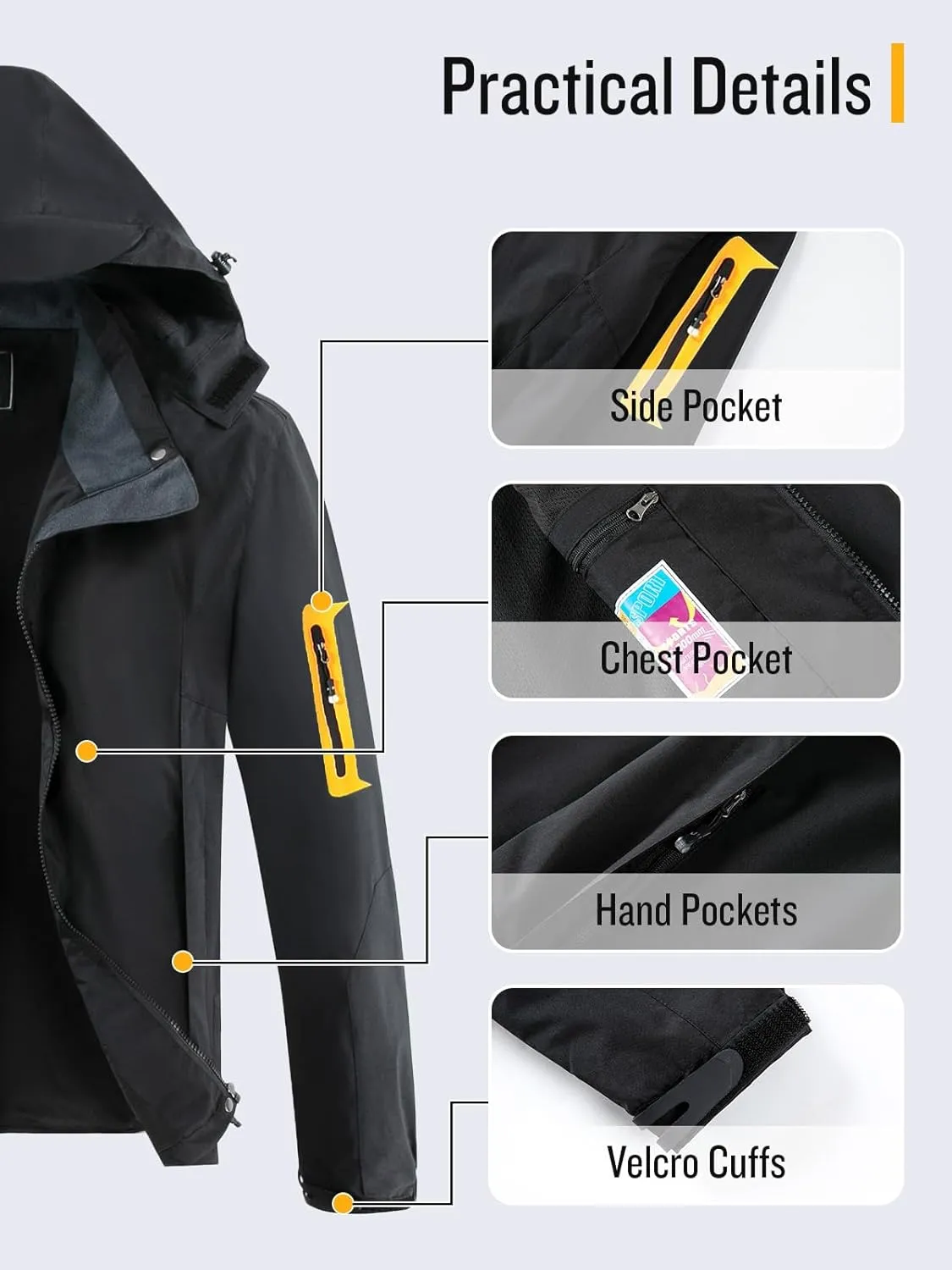 SaphiRose Womens Waterproof Rain jacket Lightweight Active Outdoor Raincoat with Removable Hood
