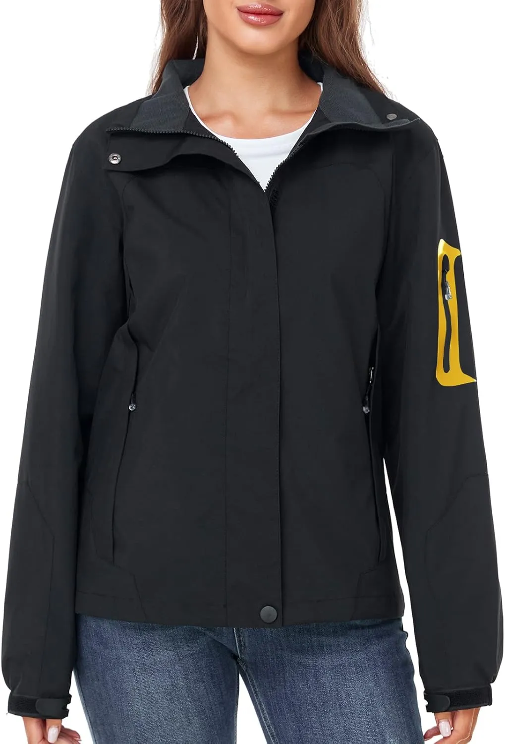 SaphiRose Womens Waterproof Rain jacket Lightweight Active Outdoor Raincoat with Removable Hood