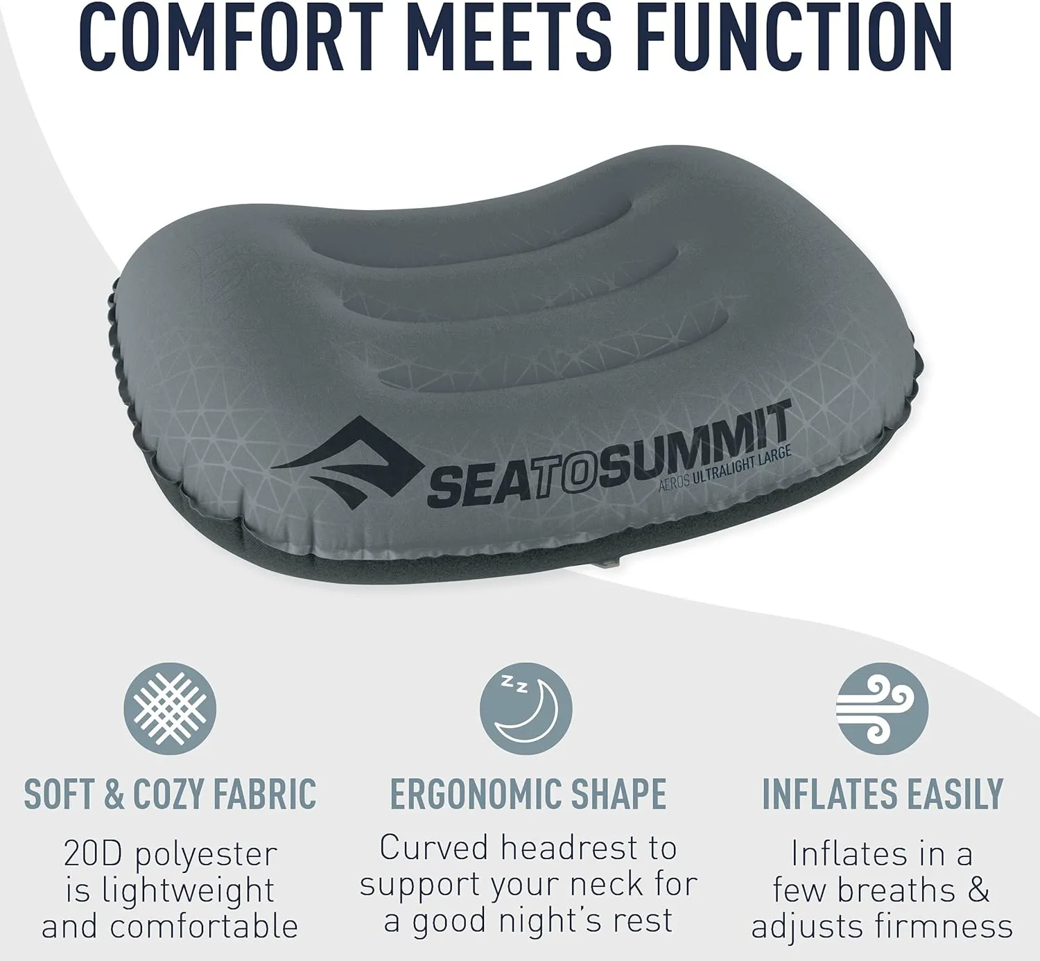 Sea to Summit Aeros Ultralight Inflatable Camping and Travel Pillow, Deluxe (22 x 14), Aqua