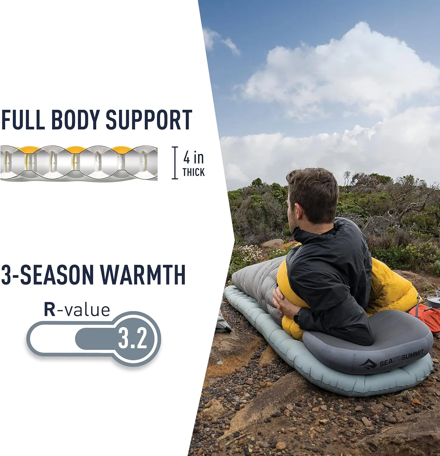 Sea to Summit Ether Light XT Extra-Thick Insulated Sleeping Pad, Rectangular - Large (78 x 25 x 4 inches)