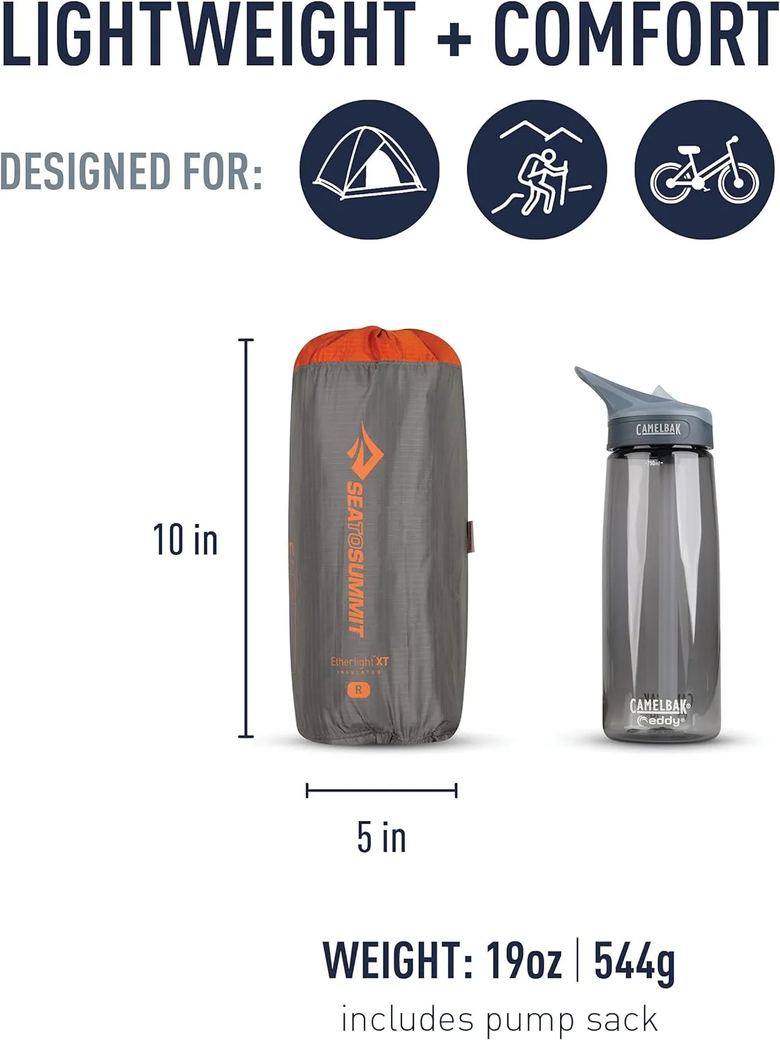 Sea to Summit Ether Light XT Extra-Thick Insulated Sleeping Pad, Tapered - Regular (72 x 21.5 x 4 inches)
