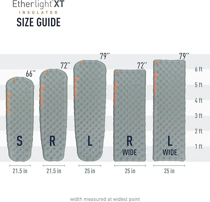 Sea to Summit Ether Light XT Extra-Thick Insulated Sleeping Pad, Tapered - Small (66 x 21.5 x 4 inches)