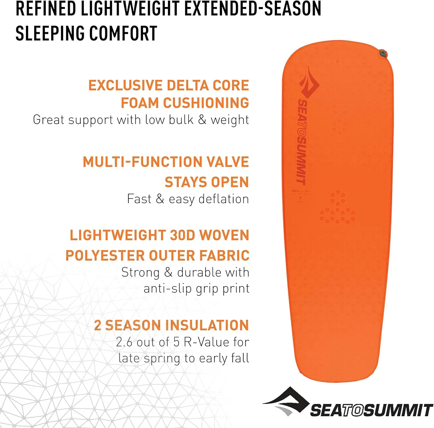 Sea to Summit Ultralight Self-Inflating Foam Sleeping Pad for Backpacking and Camping, Large (78 x 25 x 1 inches)
