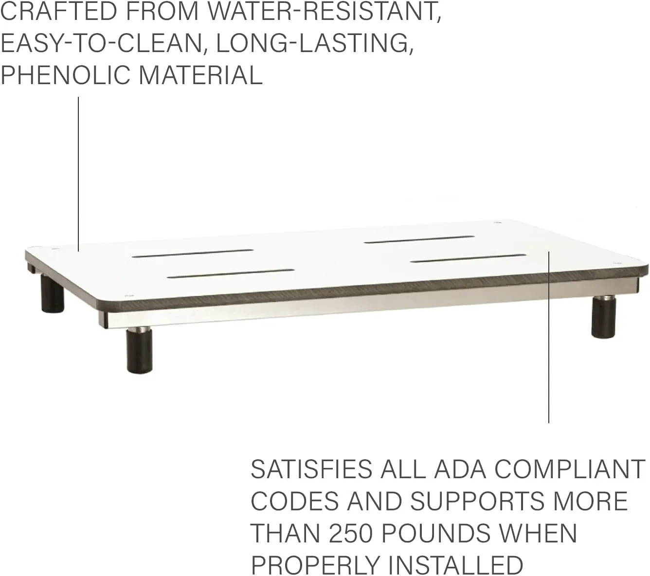 Seachrome Removable Tub Seat, Bridgeport 27-Inch x 15-1/2-Inch, White Phenolic