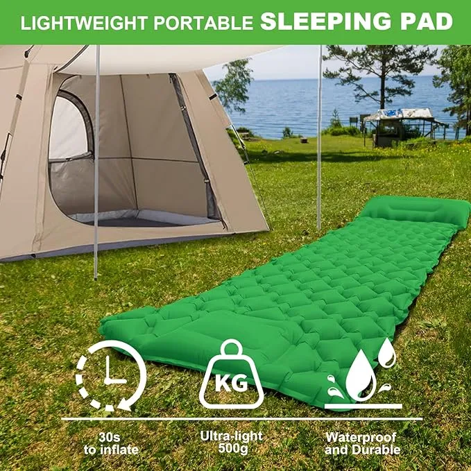 Self Inflating Sleeping Mat for Camping 75"x22" Sleeping Pad with Built-in Pump Lightweight Compact Waterproof Air Mattress for Traveling,Trekking, Hiking, Tent, Single/Adult Camping Gear