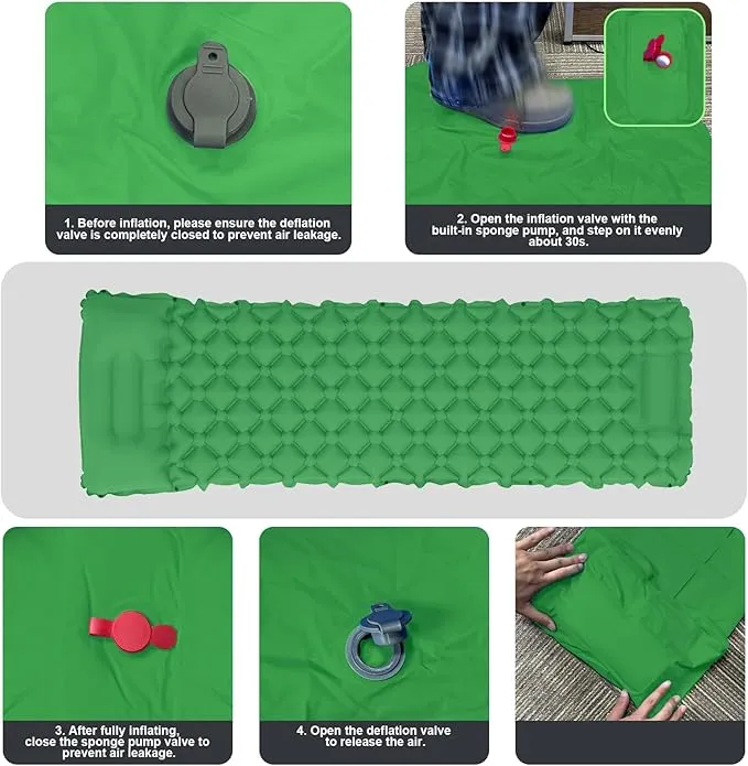 Self Inflating Sleeping Mat for Camping 75"x22" Sleeping Pad with Built-in Pump Lightweight Compact Waterproof Air Mattress for Traveling,Trekking, Hiking, Tent, Single/Adult Camping Gear