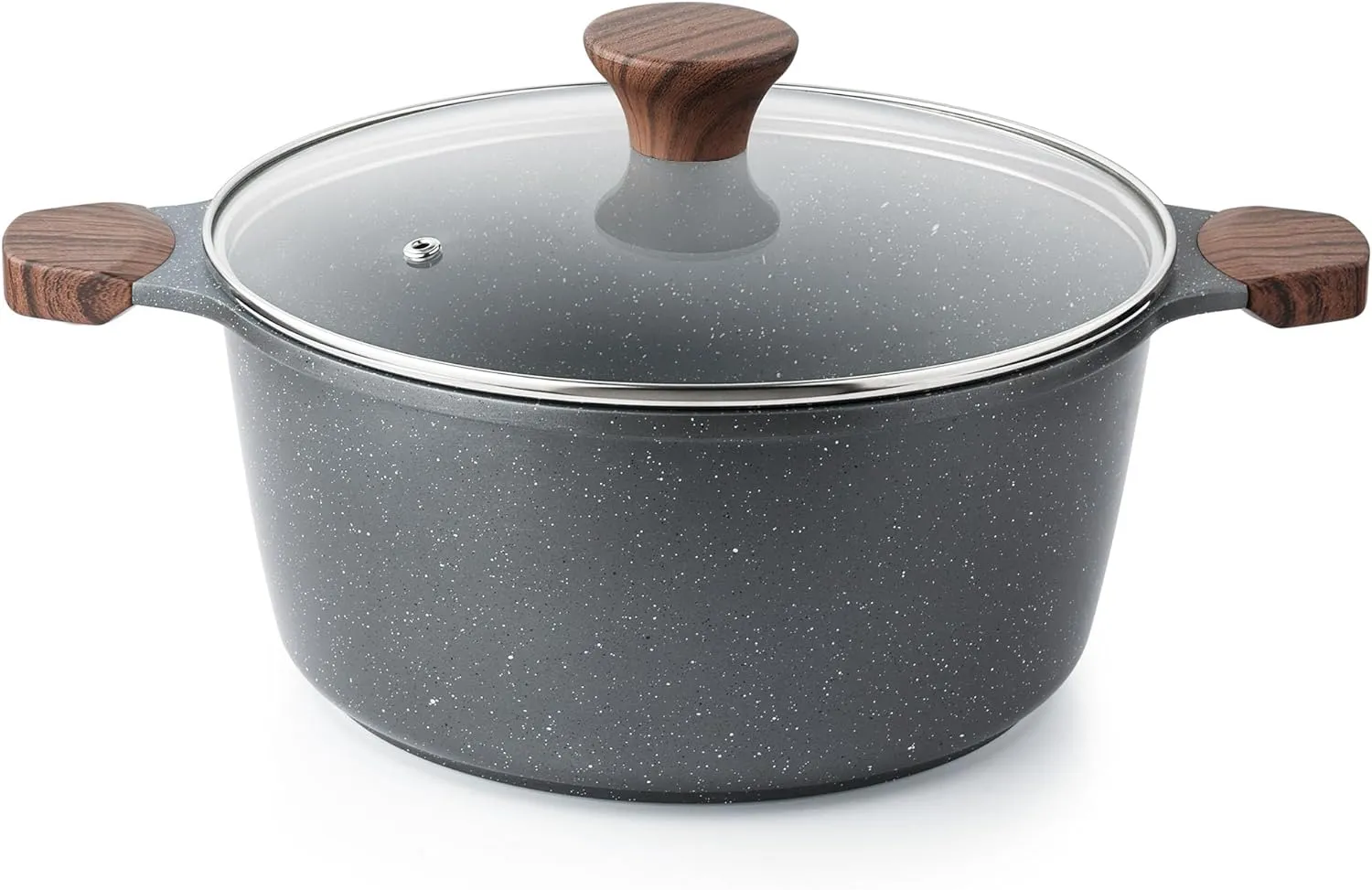 SENSARTE Nonstick Stock Pot with Lid, 4.5 Quart Induction Cooking Pot with Tempered Glass Lid, Stew Pot with Swiss Nonstick Granite Coating for Soup, Oatmeal and Pasta, PFOA Free Casserole, Gray