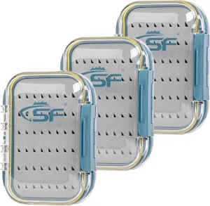 SF Small Waterproof Fly Box Double Sided Floating Fly Fishing Case Storage For Nymph Wet Dry Fly Flies Easy Grip Foam 3packs