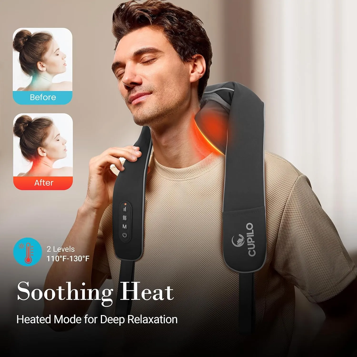 Shiatsu Neck Massager with Heat - FSA HSA Eligible,6D Deep Tissue Kneading Massage with Wireless Remote Control,Adjustable Mode and Heat for Muscle Pain Relief,Ideal Gift for Her,Him